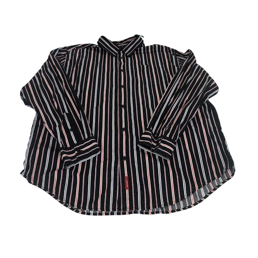 CHAPS DENIM Men's XXL Striped Button Down Shirt‎ Long Sleeve Chest Pocket
